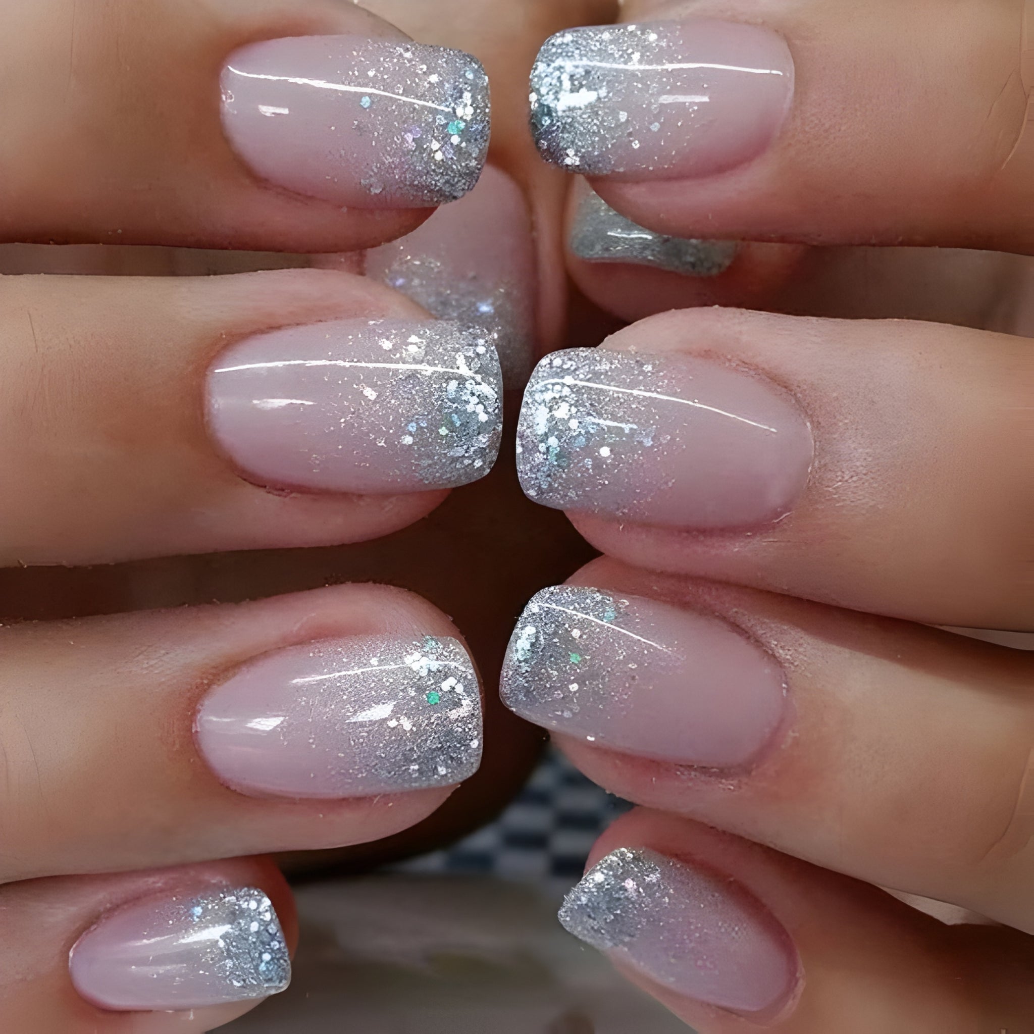 Metallic Chrome Pink Press-On Nails – Shiny Square Tips - Luna Nails