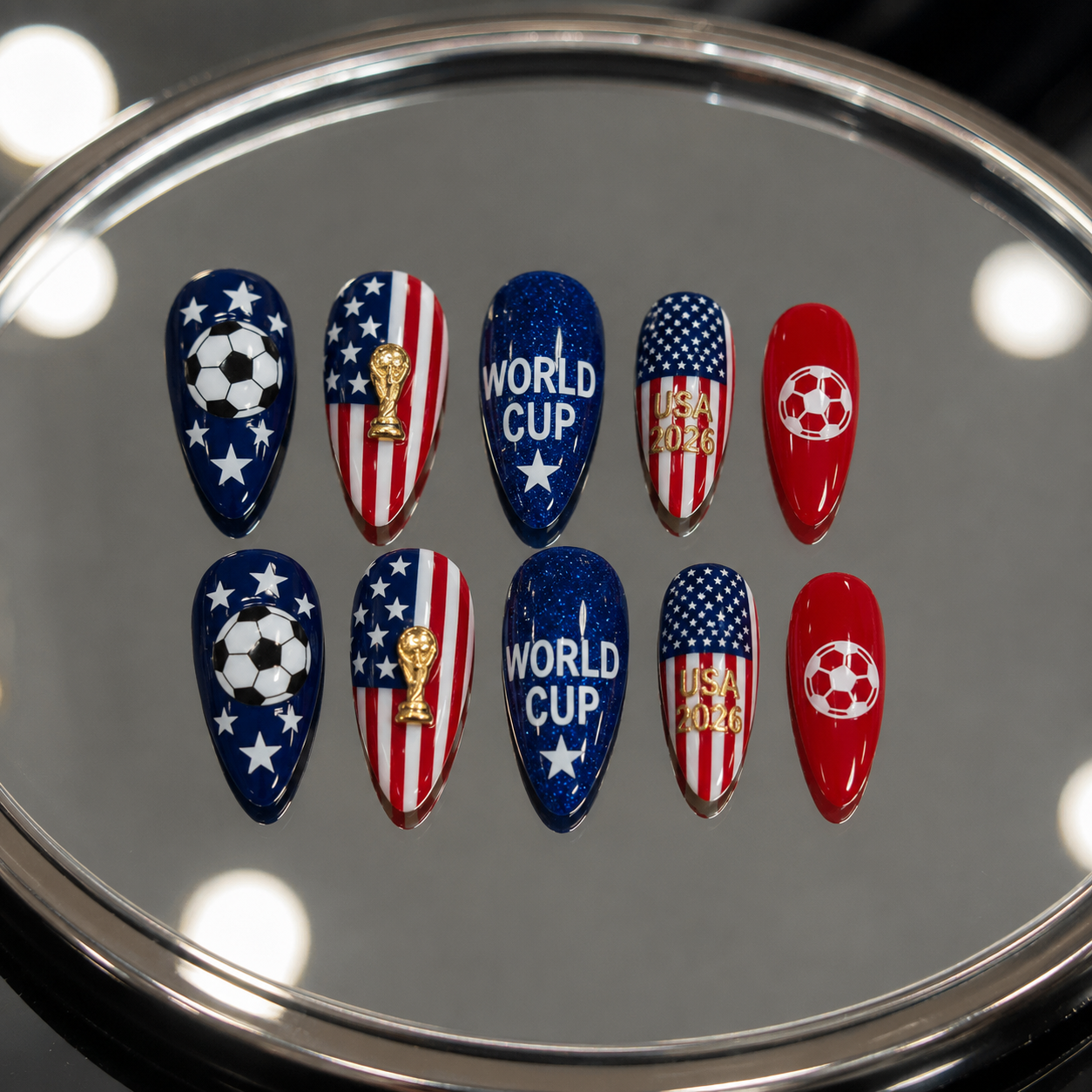 USA Team World Cup 2026 Press-On Nails | Handmade Luxury Fake Nails