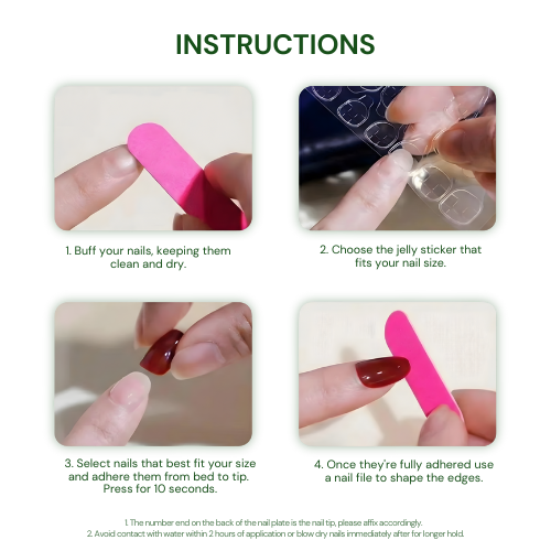 White Leaf French Square Press On Nails