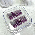 10pcs high-end Flash crystal butterfly long handmade fake nails, Full of diamond purple women's fake nails
