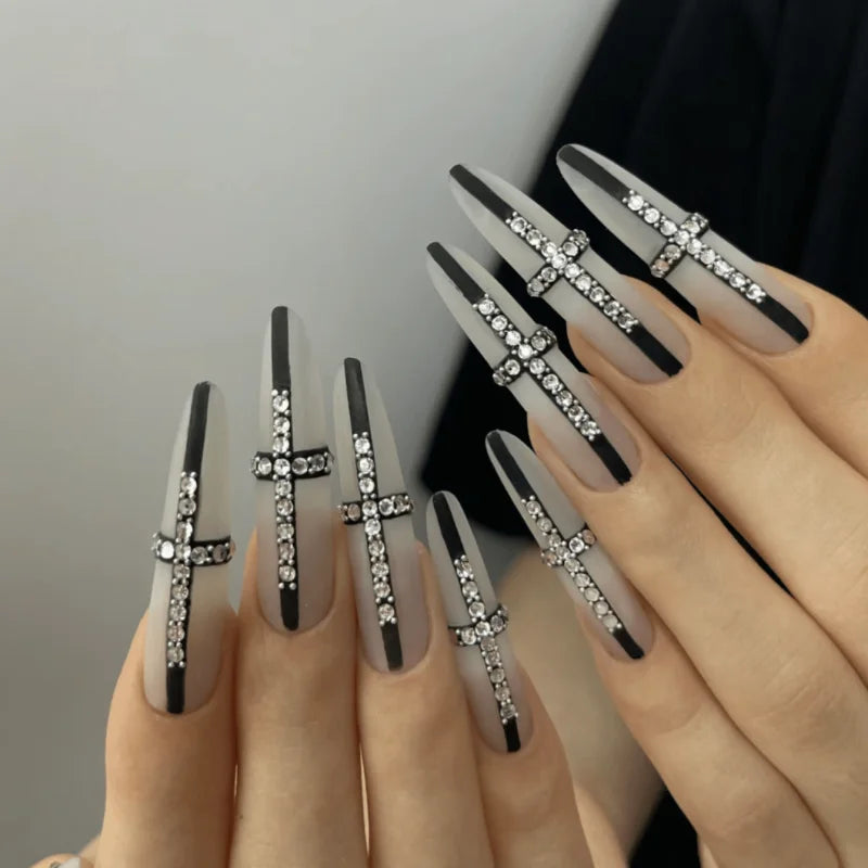 Nude Sheer Ombre Press-On Nails – Glossy Almond Tips (10pcs)