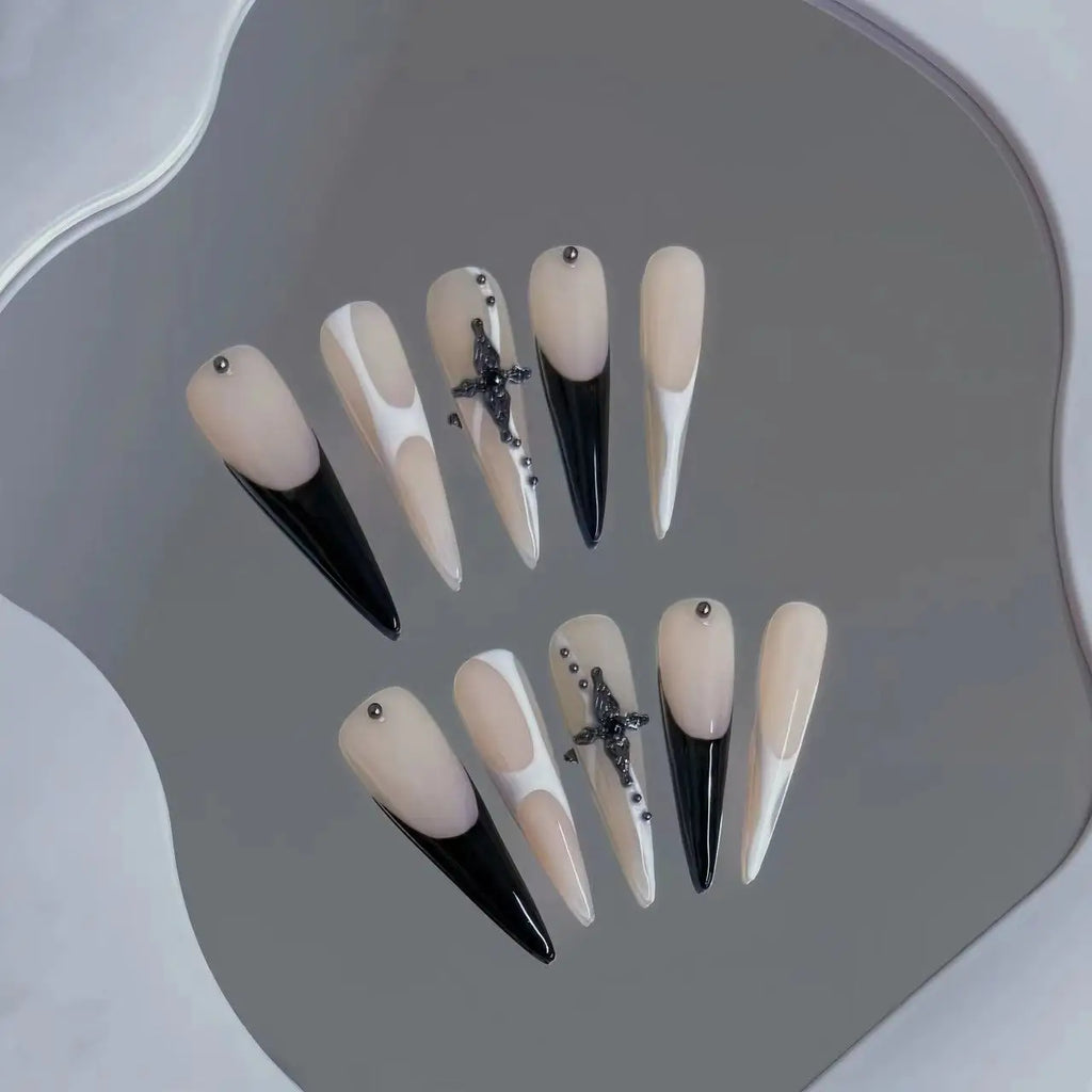 Silver Glitter French Press-On Nails – Sparkly Almond Tips