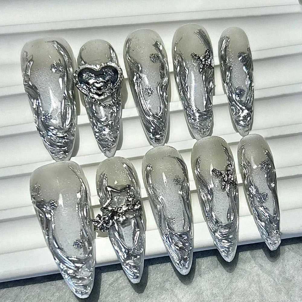 Pink Ombre Glitter Press-On Nails – Sparkly Almond Tips