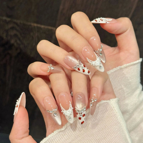 Be Mine Red Chrome Heart Nails