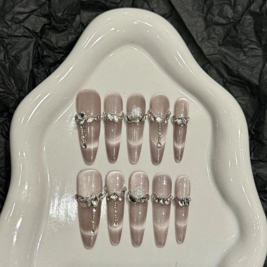 Pink Heart Gradient Press-On Nails – Cute Glossy Almond Tips (10pcs)