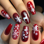 Brown Gradient Press On Nails with Rhinestones | Long Coffin Shape | Elegant Nail Art