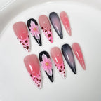 Blue Ombre Press On Nails | Gradient Glitter Fake Nails | Long Coffin Reusable Nail Tips | Shiny Blue Acrylic Look | Salon Style