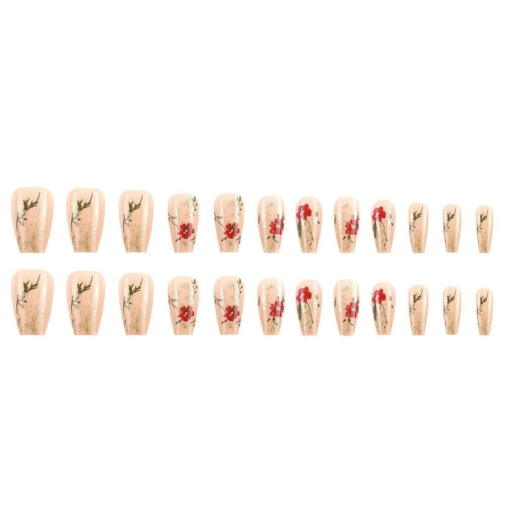 Hot Pink Heart Drip Press On Nails | Chrome Y2K Coffin Nails | Shiny Girly Fake Nails | Bold Long Nail Set