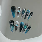 Silver Glitter French Press-On Nails – Sparkly Almond Tips