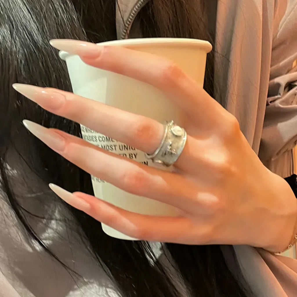 Caramel Chrome Ombre Press-On Nails on hand