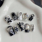 Purple Marble Galaxy Press On Nails | Shiny Almond Nails