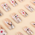 Hot Pink Heart Drip Press On Nails | Chrome Y2K Coffin Nails | Shiny Girly Fake Nails | Bold Long Nail Set