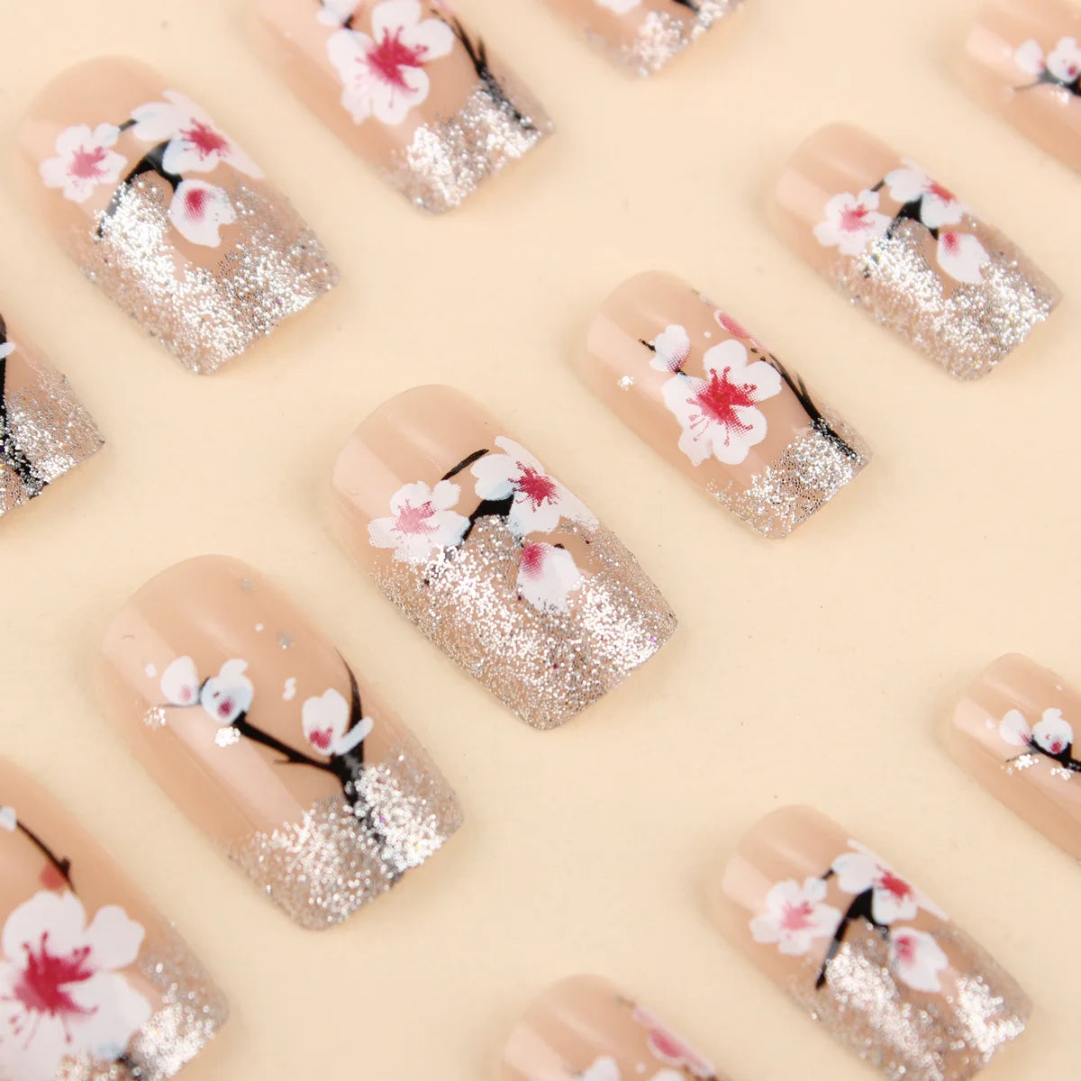 Hot Pink Heart Drip Press On Nails | Chrome Y2K Coffin Nails | Shiny Girly Fake Nails | Bold Long Nail Set