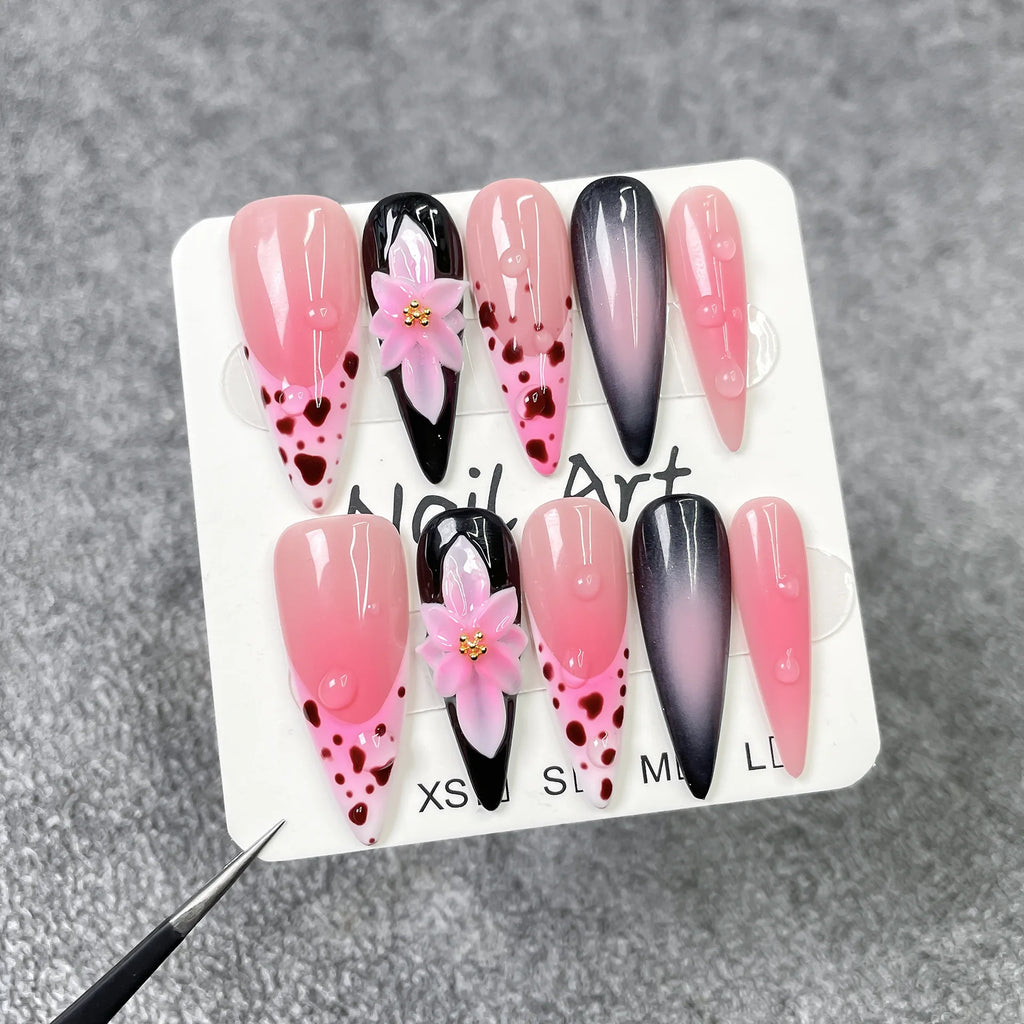 Blue Ombre Press On Nails | Gradient Glitter Fake Nails | Long Coffin Reusable Nail Tips | Shiny Blue Acrylic Look | Salon Style