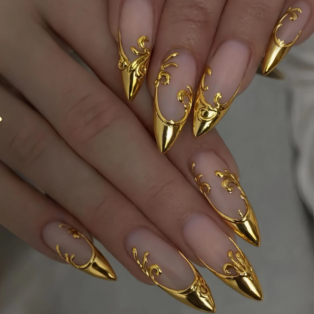 Oxblood Elegance Press-On Nails on hand