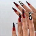 Gothic Red White Acrylic Nails