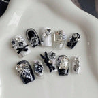 Purple Marble Galaxy Press On Nails | Shiny Almond Nails