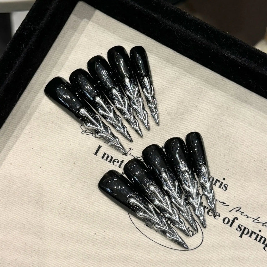 Pink Pearl Cat-Eye Press-On Nails – Shiny Almond Tips (10pcs)