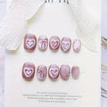 10pcs high-end Lovely light luxury pink short style handmade fake nails, Love ice Pink senior casual wear Nail patch
