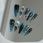 Silver Glitter French Press-On Nails – Sparkly Almond Tips