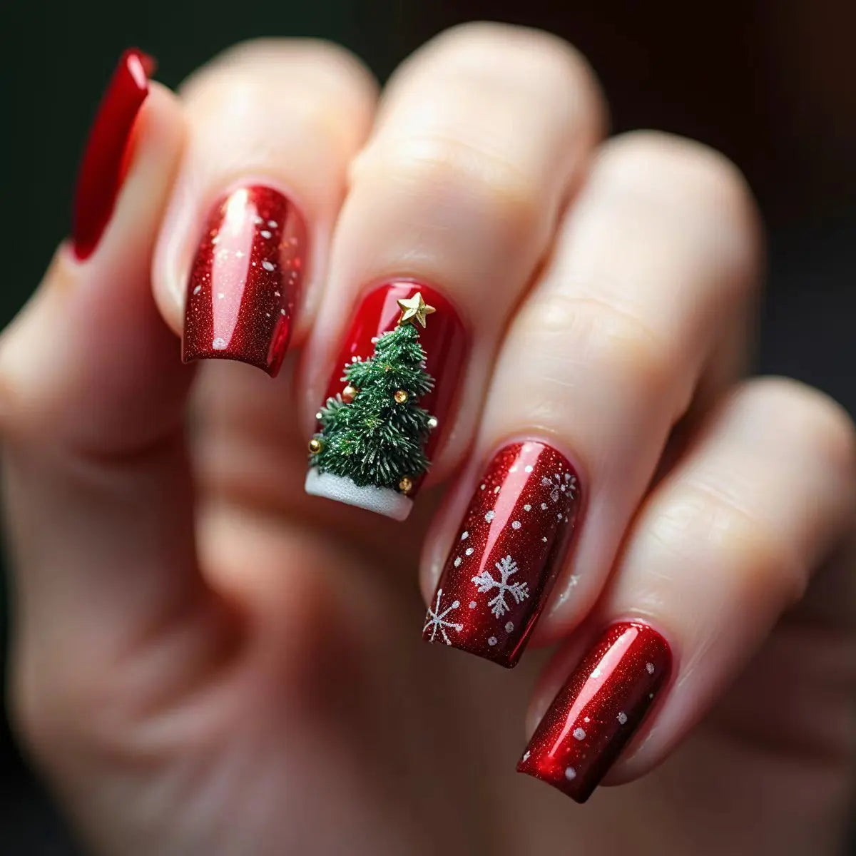 Brown Gradient Press On Nails with Rhinestones | Long Coffin Shape | Elegant Nail Art