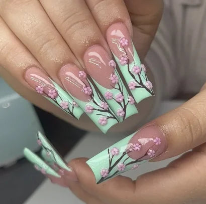 Nude Pink Rhinestone Press-On Nails – Glossy Almond Tips