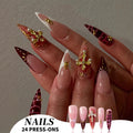 Golden Decoration Almond Nails