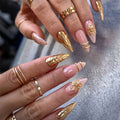 Golden Stripe French Flower Nails