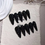 Black Round Diamond Nails