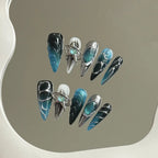 Silver Glitter French Press-On Nails – Sparkly Almond Tips