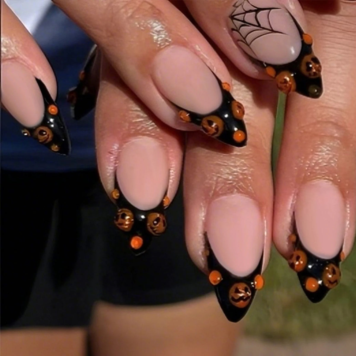 Orange Pumpkin Monster Nails