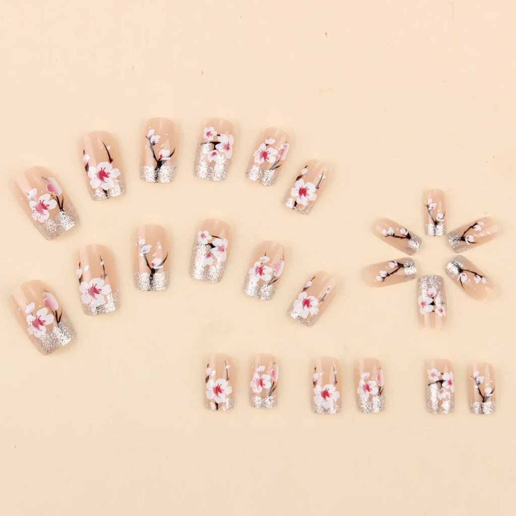 Hot Pink Heart Drip Press On Nails | Chrome Y2K Coffin Nails | Shiny Girly Fake Nails | Bold Long Nail Set