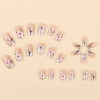 Hot Pink Heart Drip Press On Nails | Chrome Y2K Coffin Nails | Shiny Girly Fake Nails | Bold Long Nail Set