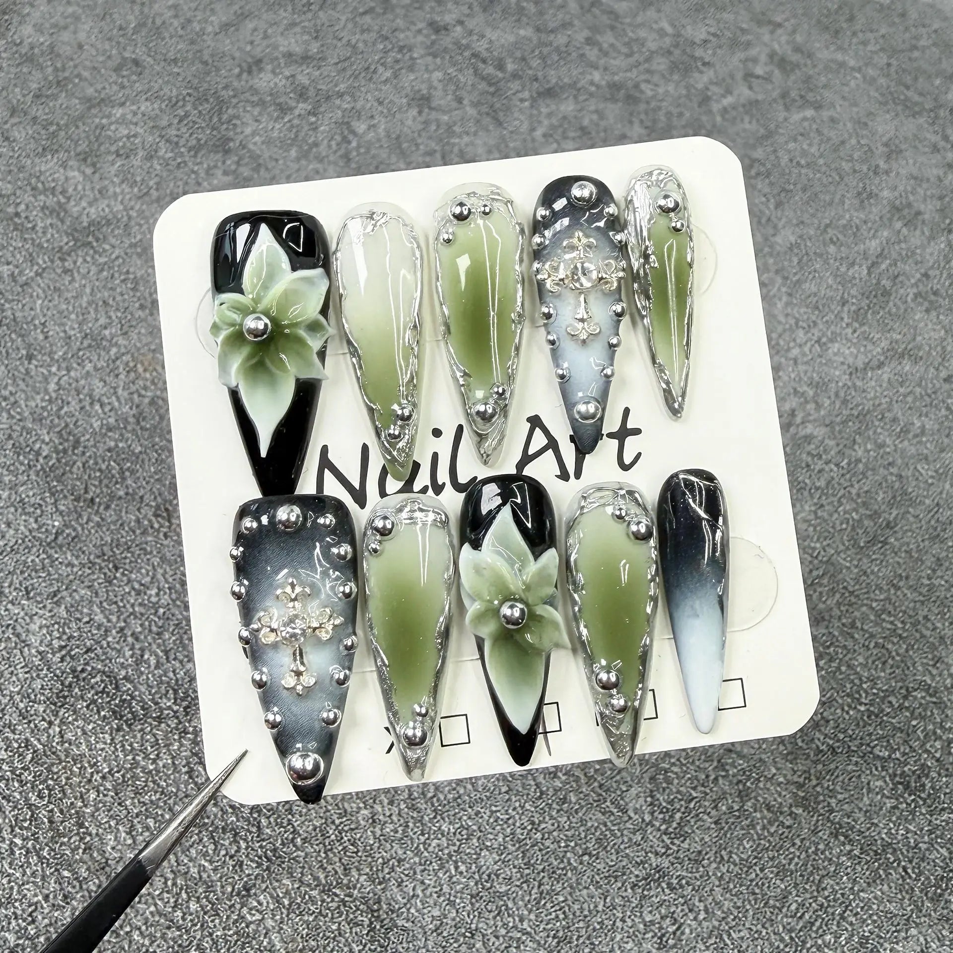 Blue Ombre Press On Nails | Gradient Glitter Fake Nails | Long Coffin Reusable Nail Tips | Shiny Blue Acrylic Look | Salon Style