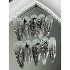 Pearl White Glitter Press-On Nails – Shiny Almond Tips