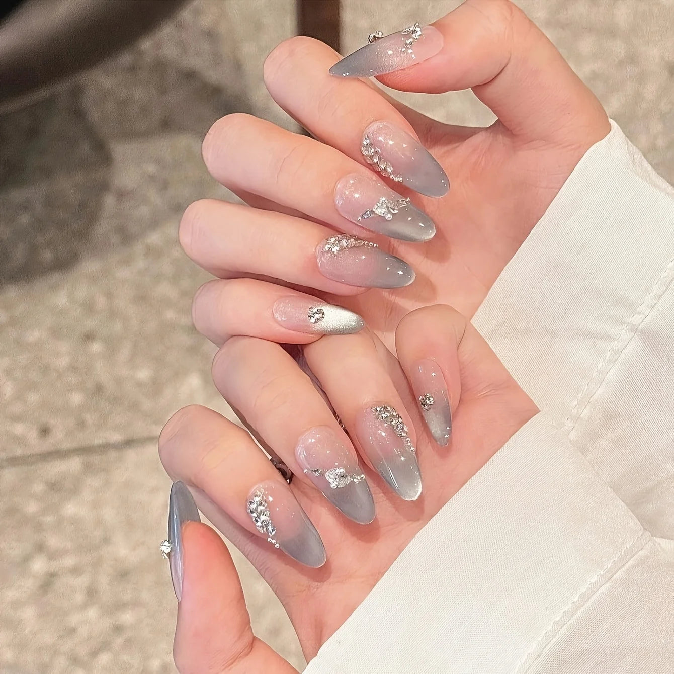 Black Gold Glitter Press On Nails | Luxury Almond Nails | Elegant Sparkle False Nails | Black Glam Nails | Night Party Nail Set