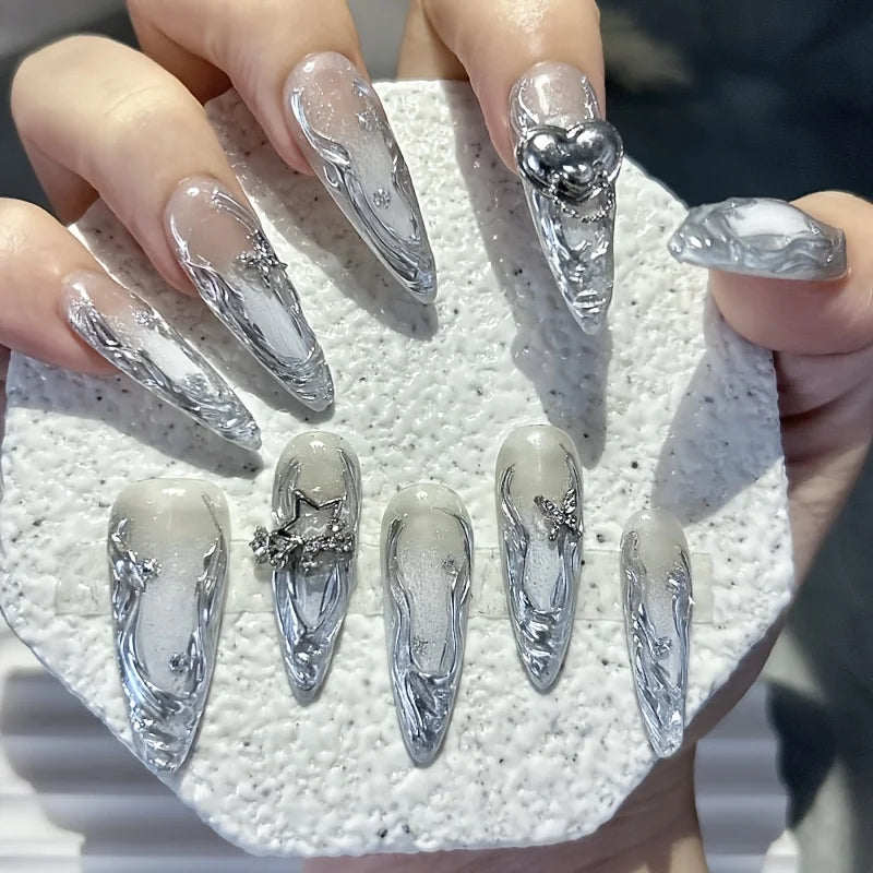 Pink Ombre Glitter Press-On Nails – Sparkly Almond Tips