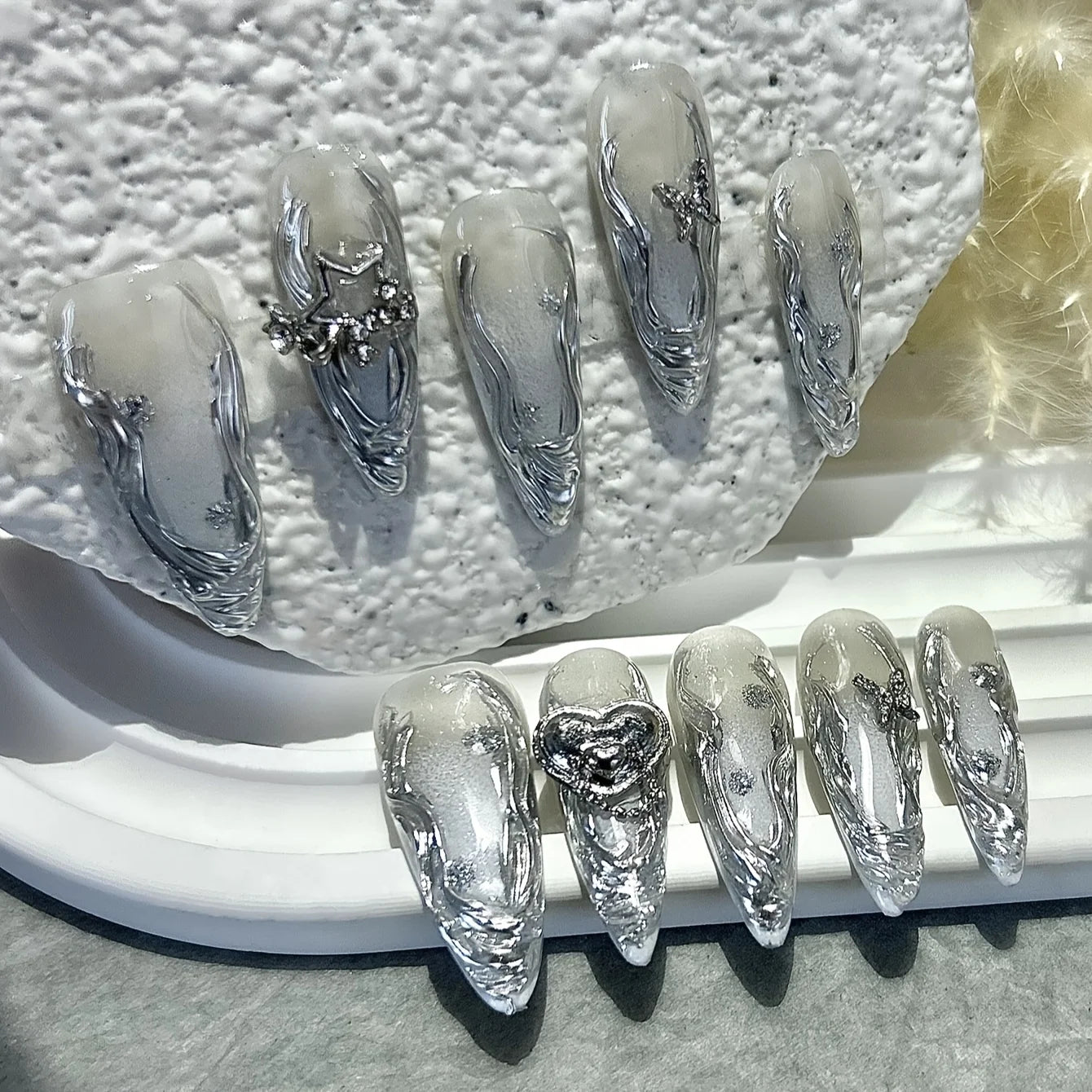 Pink Ombre Glitter Press-On Nails – Sparkly Almond Tips