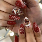 Red Ombre Press On Nails | Glossy Wine Red Coffin Nails | Crystal Accent Gel Set