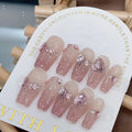 10pcs Summer Shining Love Shining Gradient Handmade False Nails,Bubble Rose False Nail,Women/Girls' Festival Gifts,Mother's Day