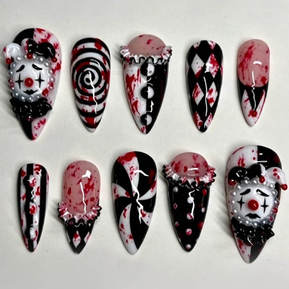 Dark Clown Gothic Nails