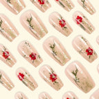 Hot Pink Heart Drip Press On Nails | Chrome Y2K Coffin Nails | Shiny Girly Fake Nails | Bold Long Nail Set