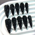 Black Round Diamond Nails