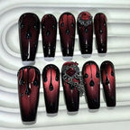 Glossy Dark Red Press-On Nails – Classic Square Tips