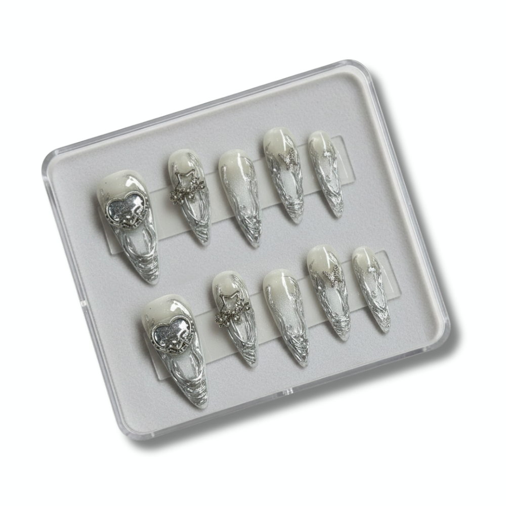 Molten Silver Couture Nails